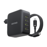 Baseus 140W GaN fast charger front view with ports