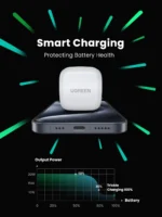 Close-up of UGREEN USB Type-C port on 20W PD charger UK plug