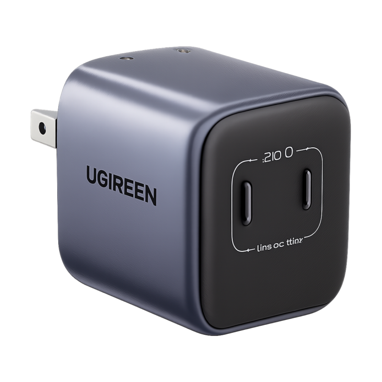 UGREEN GaN 45W dual USB-C fast charger with US plug compatible with iPhone and Samsung