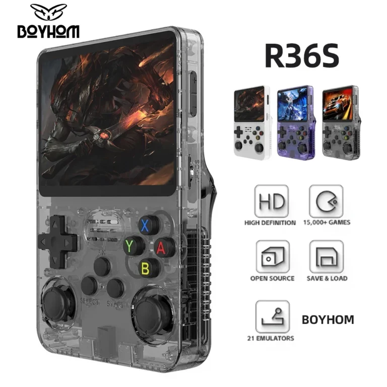 Front view of R36S 128GB retro handheld game console with 3.5 inch IPS screen