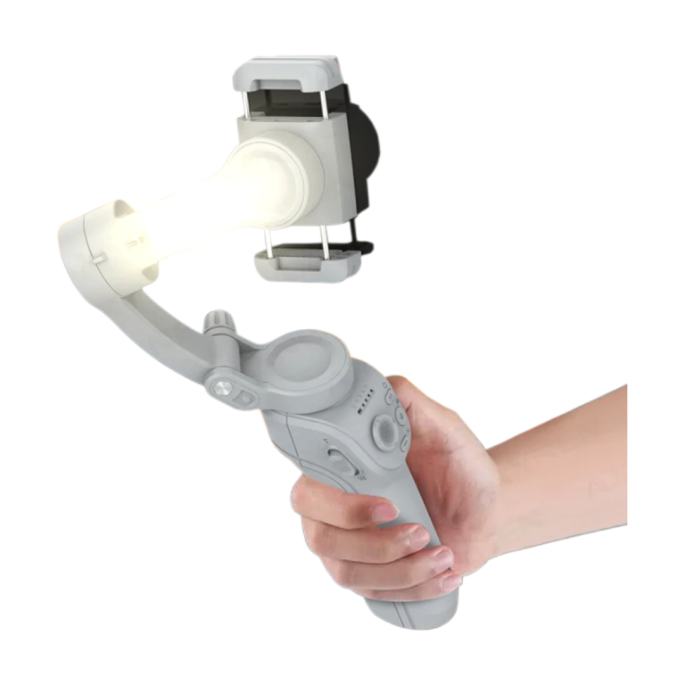 AXNEN HQ6 3-axis smartphone gimbal with fill light on white background