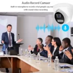 Close-up of SIMICAM 8MP POE dome IP camera lens and microphone