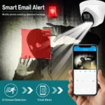 SIMICAM dome IP camera showing network cable connection for POE power