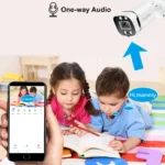 Side view of 8MP POE IP camera with mounting bracket