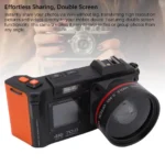 Side angle of 4K digital camera showing zoom lens