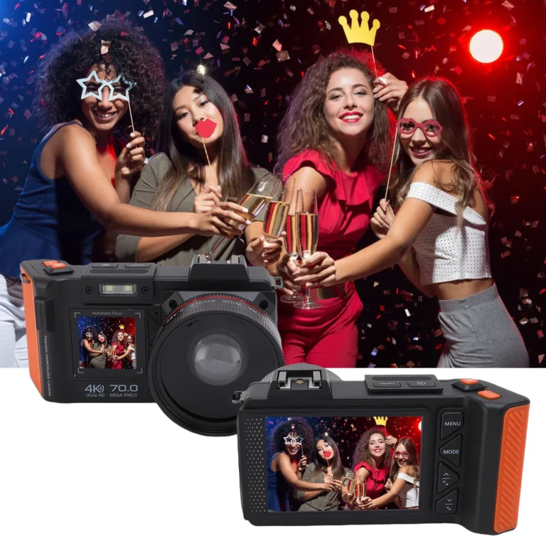 4K 70MP DSLR camera front view with double screens