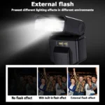 Erilles camera with electronic flash mounted