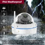 Tuya Smart 5MP Wifi security camera showing lens and microphone