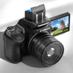 Side view of BAJEAL 68MP camera showing flip screen