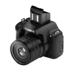 Side angle of 68MP camera highlighting lens and control dial