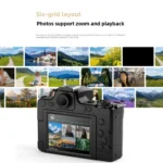 Side angle of black 68MP HD digital camera showing flip screen