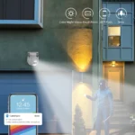 Side view of 8MP WiFi PTZ surveillance camera mounted with base