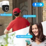 8MP 4K PTZ IP camera showing digital zoom and pan tilt features