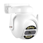 8MP 4K WiFi PTZ security camera front view with white housing