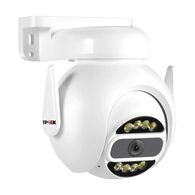 8MP 4K WiFi PTZ security camera front view with white housing