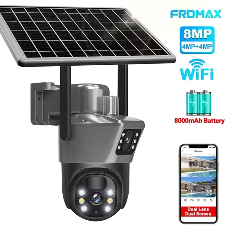 8MP 4K WiFi solar outdoor dual lens PTZ security camera front view