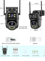 Close-up of 9MP 4K xiaolian PTZ Wifi camera dual screens