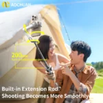 AOCHUAN handheld gimbal showing folding arm and phone clip