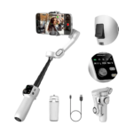AOCHUAN 3-axis handheld gimbal stabilizer with extension rod on white background