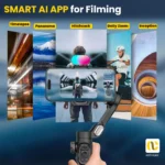 AOCHUAN Smart XE handheld gimbal showing tilt and roll angles