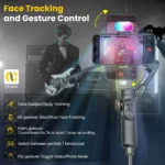 AOCHUAN Smart XE gimbal with smartphone attached and extension rod extended