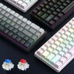 APAYADO A68 compact mechanical keyboard with RGB lighting on desk