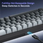 Back view showing USB-C wired connection on APAYADO A68 keyboard