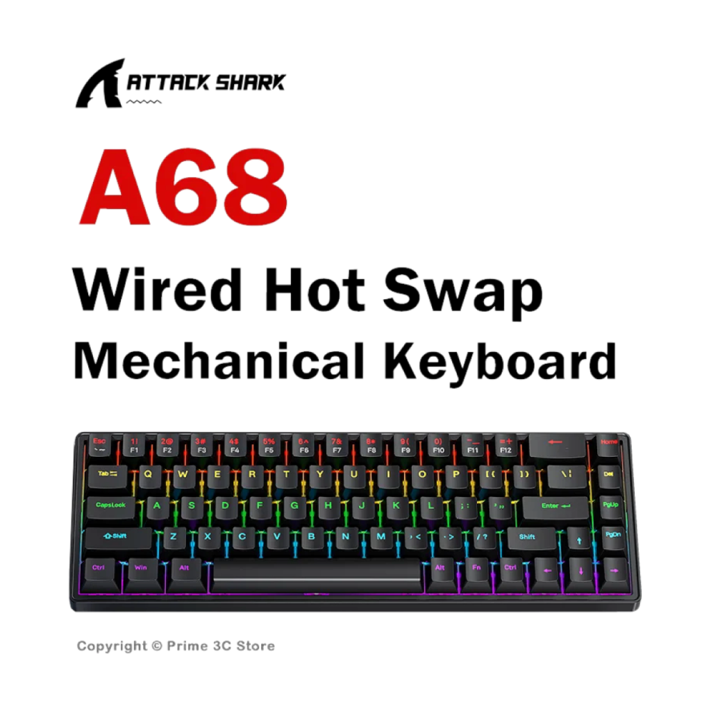 APAYADO A68 68-key wired mechanical RGB gaming keyboard front view