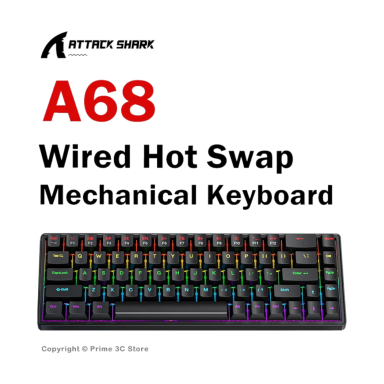 APAYADO A68 68-key wired mechanical RGB gaming keyboard front view