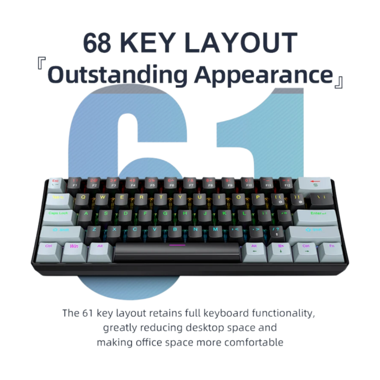 APAYADO K61 61-key compact mechanical keyboard black with RGB lighting