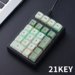 Close-up of APAYADO T21 mechanical numeric keyboard keys with dye-sublimation printing