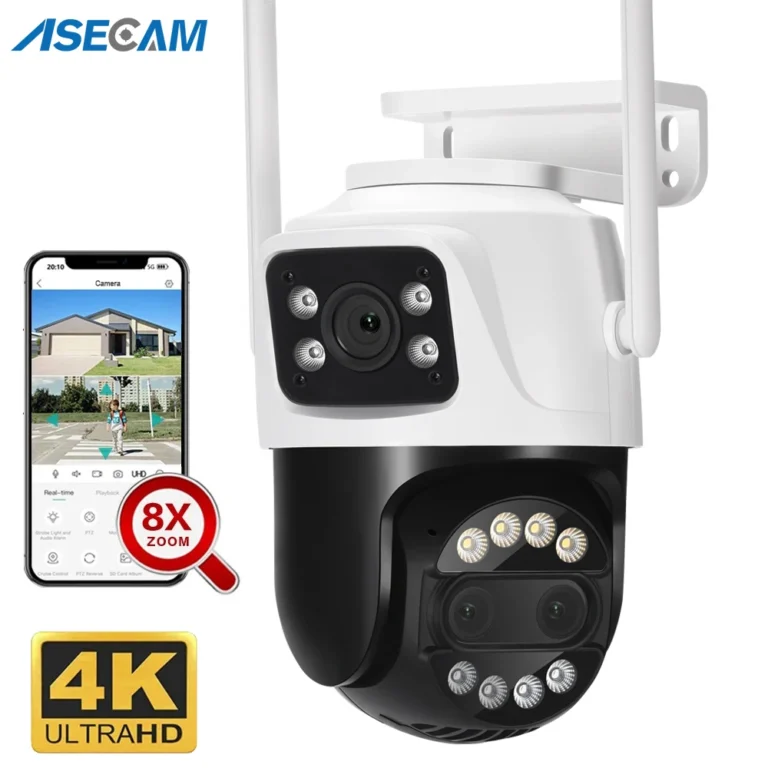ASECAM 8MP dual screen WiFi PTZ security camera front view