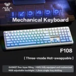AULA F108 Wired Bluetooth 2.4Gwireless three - mode connection mechanical keyboard gasket structure RGB lighting effect