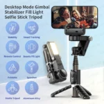 Side view of AXNEN Q18 smartphone stabilizer with extended rod and tripod