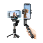 AXNEN Q18 black handheld mobile gimbal with fill light on white background