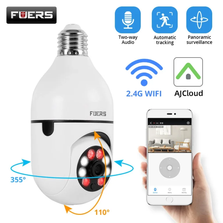 E27 bulb WiFi security camera with full color night vision