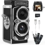 CHUZHAO vintage mini camera angled with retro design
