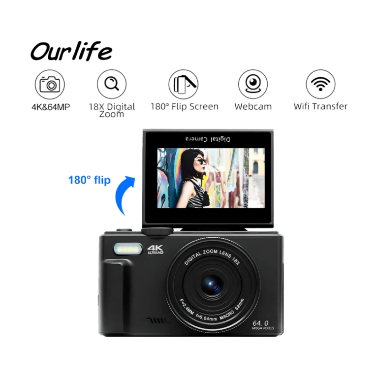 OURLIFE 48MP 4K digital vlog camera front view