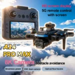 Close-up of A14 Pro Max drone showing foldable arms and camera