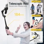 Folded handheld gimbal showing compact and portable design