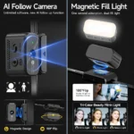 Gimbal stabilizer with tripod setup for hands-free smartphone shooting