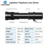 Lightdow 420-800mm lens showing zoom and focus rings