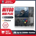 MIYOO Mini Plus retro handheld game console front view in grey