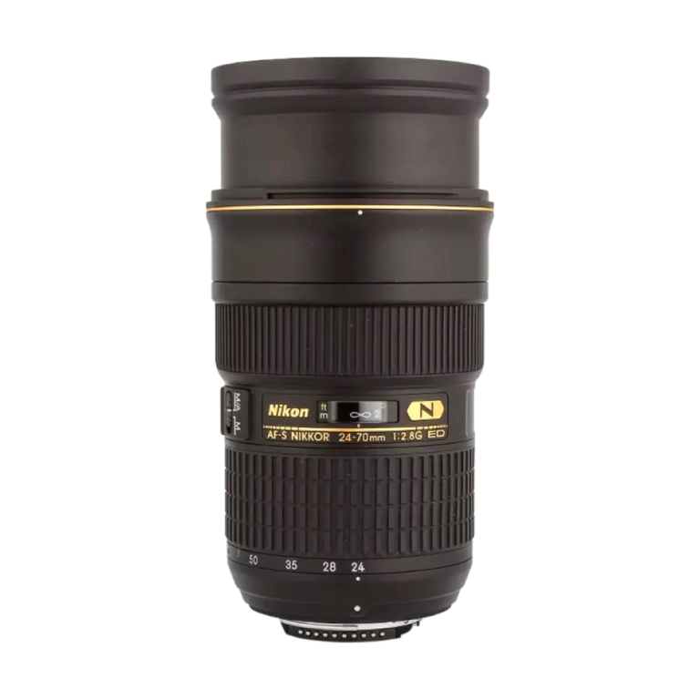 Nikon AF-S 24-70mm f2.8G ED lens front view