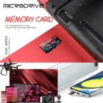 MicroDrive memory card showing performance ratings