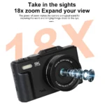 Side angle of Ourlife compact vlog camera showing lens and controls