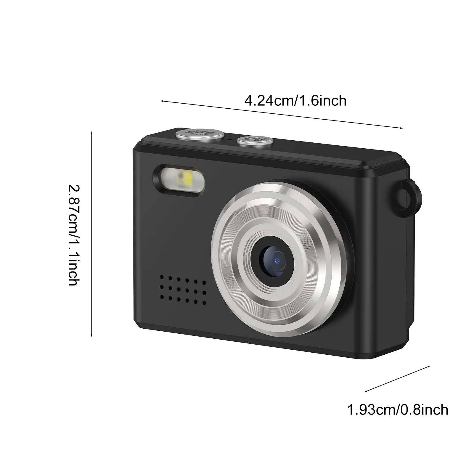 Small digital camera with six creative photo filters displayed