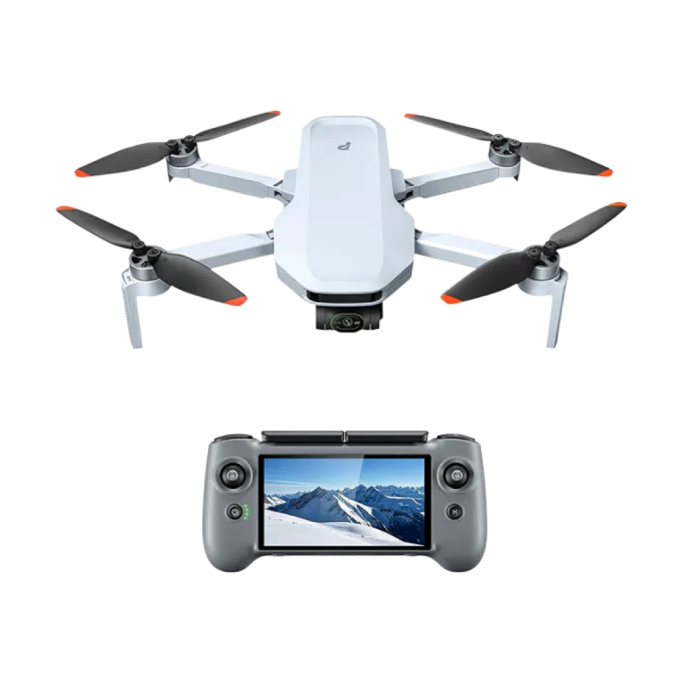 Potensic ATOM 2 drone with PTD 1 remote control and 4K camera on white background
