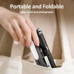 Folded QAML A6 1-axis gimbal showing portable size and USB charging port