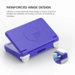 Retroid Pocket Flip 2 handheld console open displaying AMOLED touchscreen